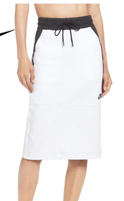 耐克 Tech 抓绒裙女式 XSmall 白色 Midi 长度后开衩 — 第 1/4 张图片