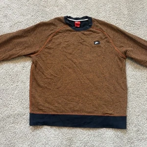 Nike Sweater Jumper Orange Black Flecked Men’s Large Embroidered - Picture 1 of 8