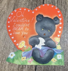 Vintage Valentine Crying Black Bear Couldn't Bear To Lose You AC Company - Picture 1 of 3