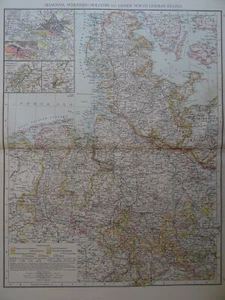 Große viktorianische Karte 1896 der LESSEREN NORDDEUTSCHEN STAATEN The Times Atlas 1. Gen - Bild 1 von 3
