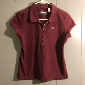Aeropostale Youth Polo Uniform Top size XL Maroon Cotton Spandex - Picture 1 of 5