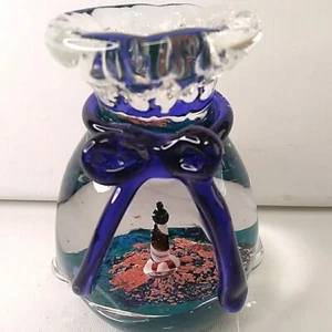 Glass Lighthouse in Bag Paperweight Heavy Art Glass Sand Sea Ocean Nautical - Picture 1 of 15