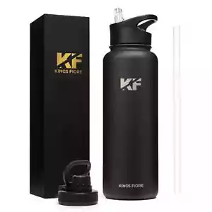 Kings Fiore Water Bottle straw and spout lid Stainless Steel keep drinks hotcold - Picture 1 of 83