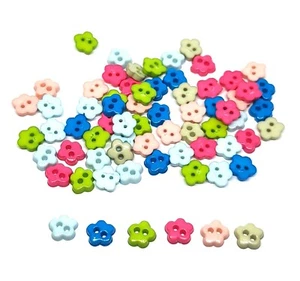 100 pcs Tiny blossom flower Buttons for sewing crafts size 6 mm Mix Colors - Picture 1 of 5