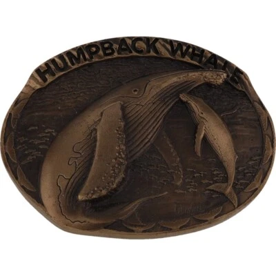 Bronze Humpback Whale Ocean Sea Hawaii Hippie Surf NOS Vintage Belt Buckle - Image 1 of 4