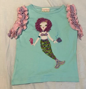 NWOT Lemon Loves Lime Mermaid Flutter Sleeve Top Size 4 - Picture 1 of 3