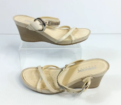 Сандалии на танкетке Geox Respira Великобритания 4 ЕС 37 туфли богемное украшение крем - Изображение 1 из 4