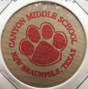 Vintage Canyon Middle School New Braunfels, TX Wooden Nickel - Token Texas - Picture 1 of 2