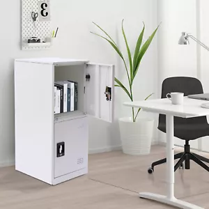 2 Compartments Locker Organizor Employees Office School Locker Storage Cabinet - Picture 1 of 10