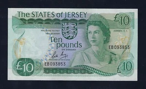 JERSEY 10 POUNDS 1976 - 1988 P-13 XF-AUNC RARE - ENGLAND - Picture 1 of 2