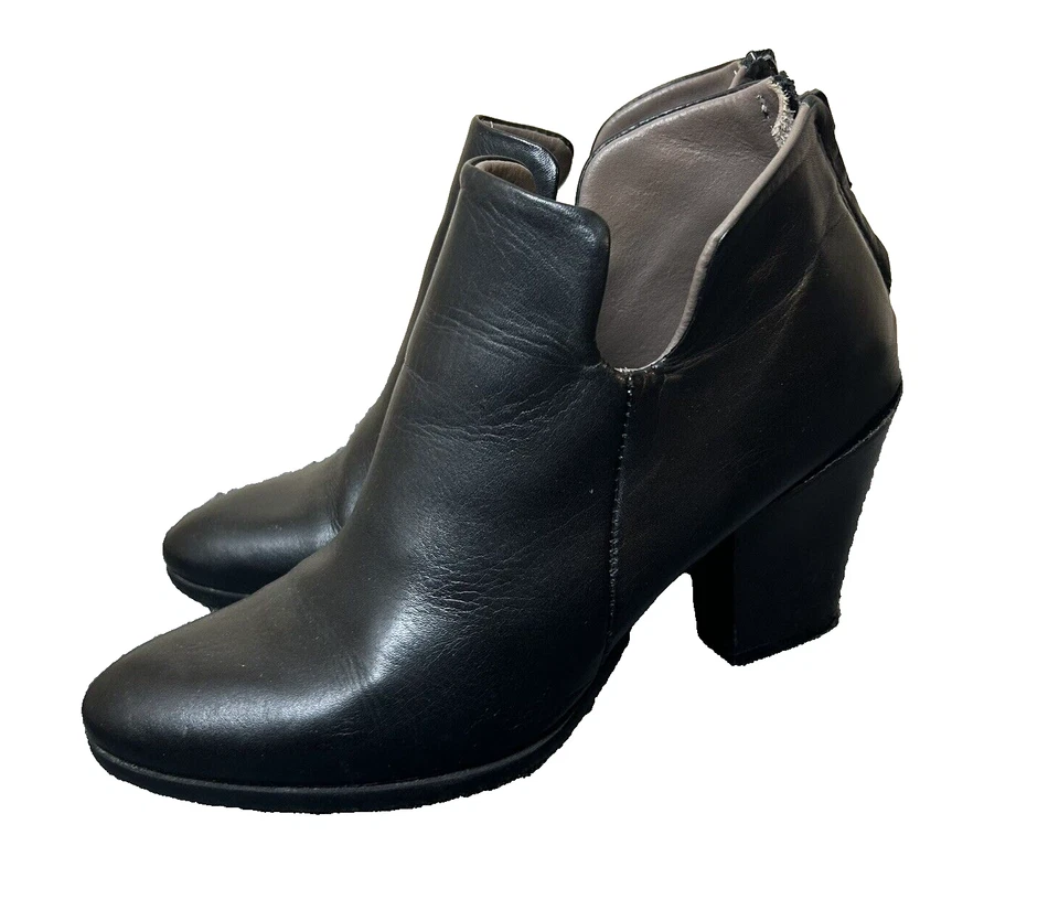 Lilimill T. Moro Botines Cuero Negro Italia Cremallera Trasera Tacón Bloque 38 EE. UU. 7,5 Foto 1 de 4