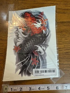 KoiFish and Flower Waterproof Temporary Tattoo Stickers Colorful Tattoo Body Art - Picture 1 of 3