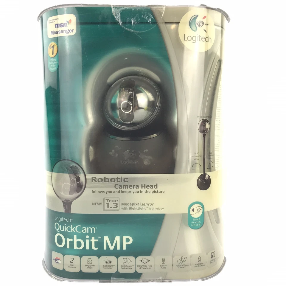 Logitech QuickCam Orbit MP Webcam Motorized w/ Earphones 961422-0403 New - Image 1 of 4