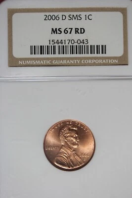 2006 D SMS NGC MS67RD LINCOLN MEMORIAL CENT #B49145 - Image 1 of 2