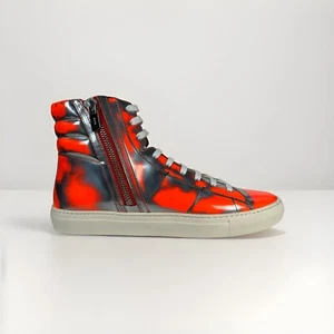 600 $ Bally Hensel silberne und orangefarbene High-Tops-Sneaker Größe US 12, EU 45 - Bild 1 von 5