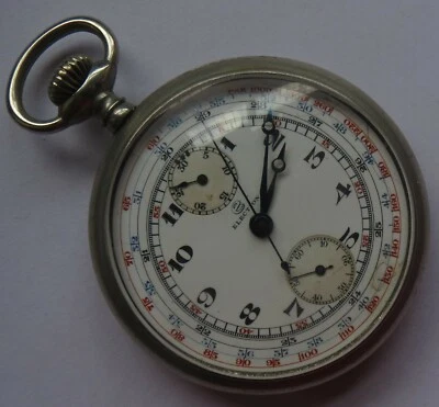 Election XFine Chronograph Pocket Watch Open Face nickel chromiun case  - Image 1 of 4