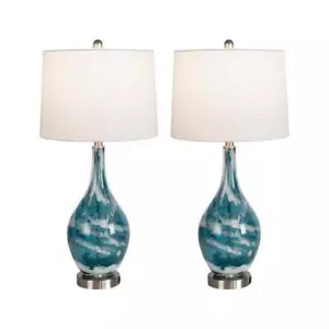 Maxax Table Lamps Adjustable Dimmers Switches Bulb Integrated USB-port Blue - Picture 1 of 7