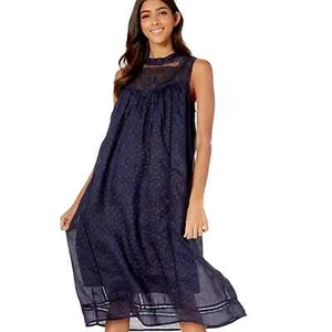 NWT Anthropologie Frye Lace Yoke Dress Lined Blue Floral Lace Boho XS, MSRP-$298 - Picture 1 of 15