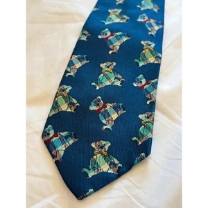 Corbata de seda con estampado de oso de peluche azul Austin Reed de 9,3 cm de ancho - Imagen 1 de 4