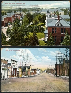 2 VINTAGE CUMBERLAND, WISCONSIN COLOR POSTCARDS 1911 & 1913 MAIN STREET WI - Picture 1 of 2