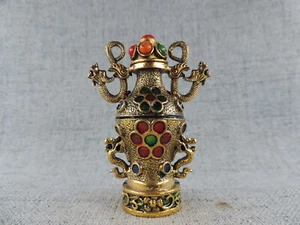 Rare Old China Inlay Scenery Pattern Cloisonne Snuff Bottle F - Picture 1 of 8