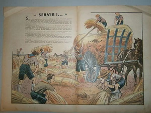Gravure couleur  Scoutisme moissons remplacement des paysans partis à la guerre - Imagen 1 de 1