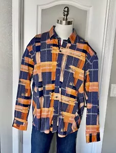 Au Noir Shirt size 7/3XL Long Sleeve Art All Over Print 10 Button Turkey - Picture 1 of 12