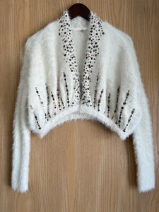 Anthropologie Knitted & Knotted | Women’s SZ XS | Soiree Cardigan Wool Sparkle - Picture 1 of 10