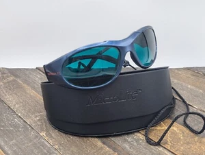 Microlite Certified Laser Protective Safety Glasses Blue With Case Green Lenses - Picture 1 of 11
