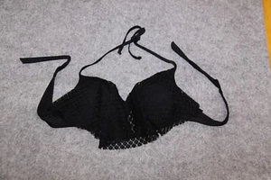 BIKINI OBERTEIL GRÖSSE 44 C SCHWARZ MIT VOLANT AUS SPITZE BÜGEL SCHAUMSTOFF - Bild 1 von 3