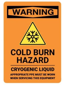 Warning Cold Burn Cryogenic Liquid Safety Sign Sticker Decal Label D7300 - Picture 1 of 1