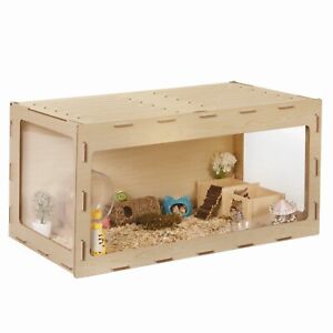 Wooden Hamster Habitat Hedgehog Cage for Guinea Pigs with Acrylic Windows Wood