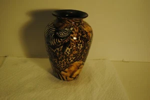 La Vie Brand Patchwork Urn about 6 1/2 in tall and about 4 1/2 in dia at widest - Picture 1 of 5