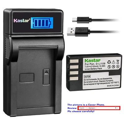 Kastar Battery LCD Charger for Pentax D-Li109 D-BC109 & Pentax K-50 K50 Camera - Image 1 of 4