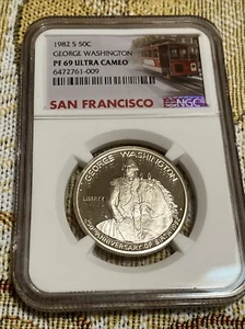 1982 S George Washington Half Dollar 50c NGC PF69UCAM With San Francisco Label - Picture 1 of 8