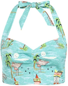 Collectif »ADRIANA MOTEL« American Imagery Porta Cuello CROP TOP Retro Rockabilly - Imagen 1 de 7