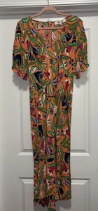 Vestido Diane Von Furstenberg Mujer 12 Naranja Floral Midi Manga Volantes Boho Chic - Imagen 1 de 6