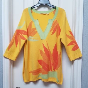 SOFT ENVIRONMENT La Paradiso gelb/orange tropisch Herbst Pullover Tunika Medium - Bild 1 von 6