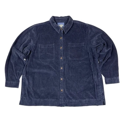 LL Bean Blue Comfort Corduroy Relaxed Button Up Shirt FLAW Plus Size 2X - Image 1 of 4