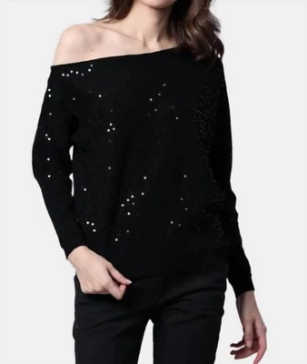 Minnie Rose Viscose Sequin Off Shoulder Sweater Size XS Foto 1 de 2