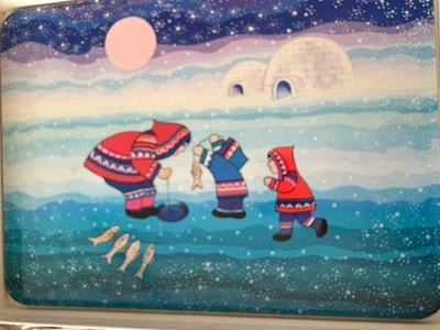 Jason Cork Backed Vintage Placemats Set/6 Original Box-Eskimo Family - Image 1 of 4