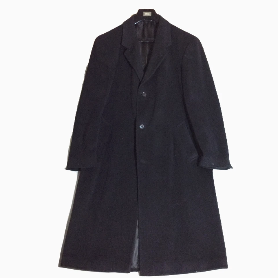 Abrigo George Negro Lana Para Hombre Talla 44L Largo Un Pecho Forrado Bolsillos Informal Foto 1 de 4