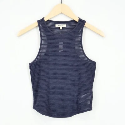 NWT Madewell Crochet-Knit Cutaway Sweater Tank In Ink Blue Size XXS - Image 1 of 4