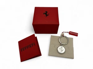 FERRARI PRANCING HORSE COIN KEYCHAIN CHARM PENDANT | SOLID SILVER 925 | IN BOX - Picture 1 of 7