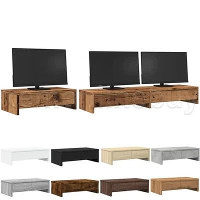 Monitorständer mit 2 Schubladen Ständer Schreibtisch Aufsatz Bildschirm Erhöhung - Bild 1 von 4