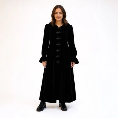 Pyramid Collection Lush Heavy Velvet Black Hooded Cape Cloak Small Witchy Goth - Image 1 of 4