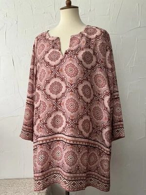 Blusa túnica para mujer 3X colores otoño manga 3/4, aberturas fácil cuidado violeta y transparente Foto 1 de 4