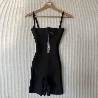 NWT SKIMS BODY CORE SCULPT Open Bust Mid Thigh BODYSUIT Onyx Black Sz Small $94 - Image 1 of 4