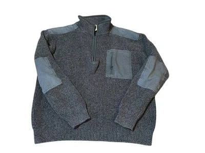 Suéter Cabelas Para Hombres L 1/4 Cremallera Henley Parche Codos Algodón Acanalado Tejido Carbón Foto 1 de 4