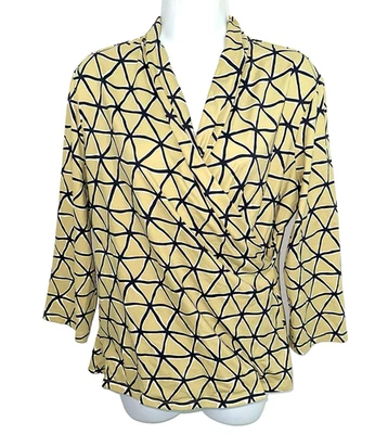 J McAUGHLIN размер XL Catalina ткани блузка верхний искусственного надежном желтовато-коричневый бежевый эластичной - Изображение 1 из 4